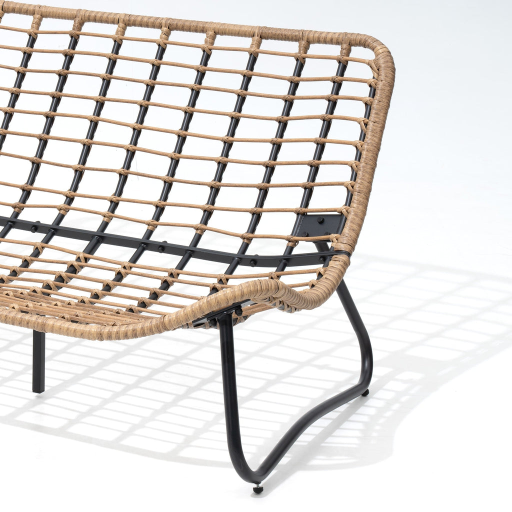 Doppel-Papasan-Sessel mit Kissen, wetterfestem PE-Rattan und Metallrahmen für den Innen- und Außenbereich