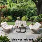 Doppel-Papasan-Sessel mit Kissen, wetterfestem PE-Rattan und Metallrahmen für den Innen- und Außenbereich