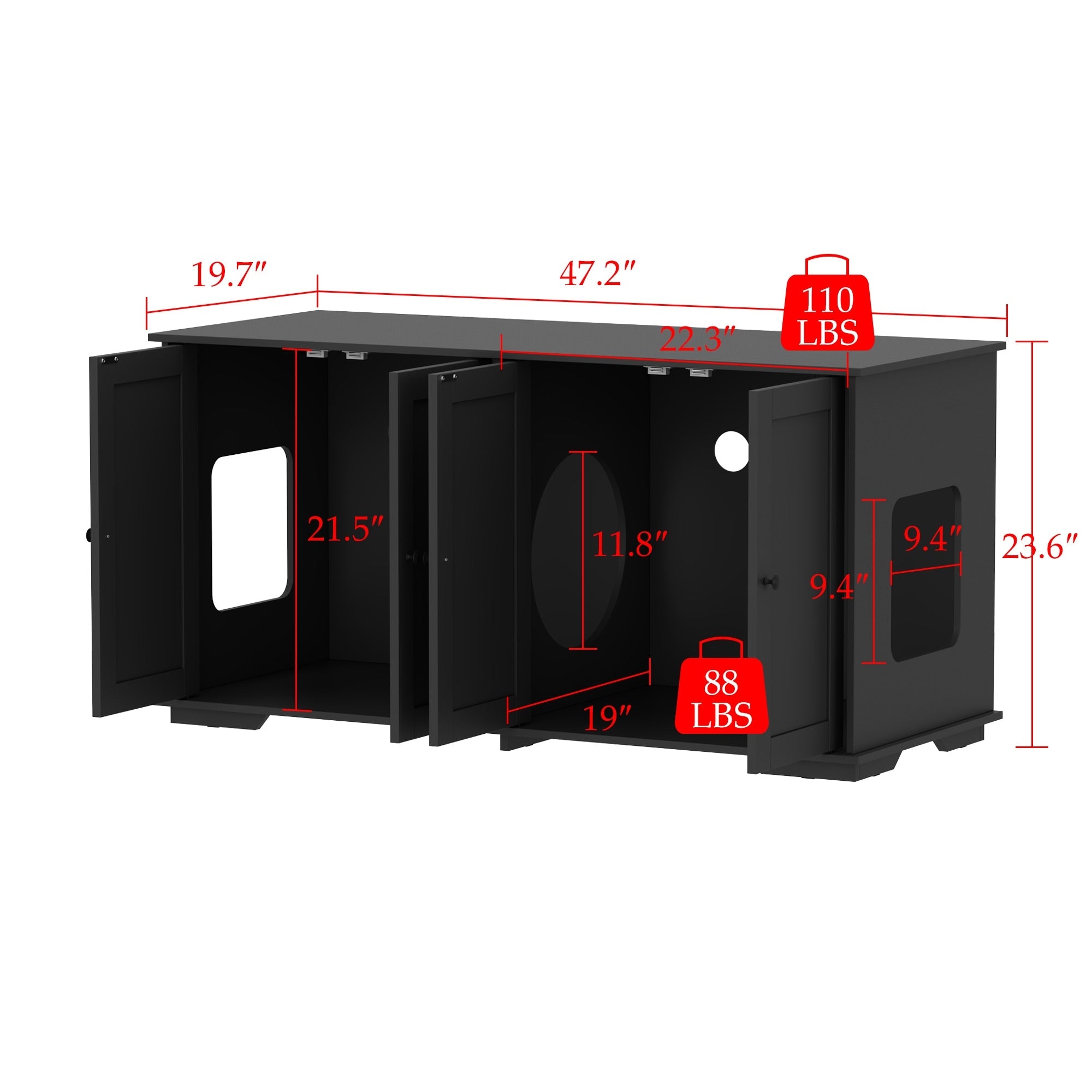 Doppelte Privatsphäre im Haustier-WC, Katzenklo-Versteckmöbel