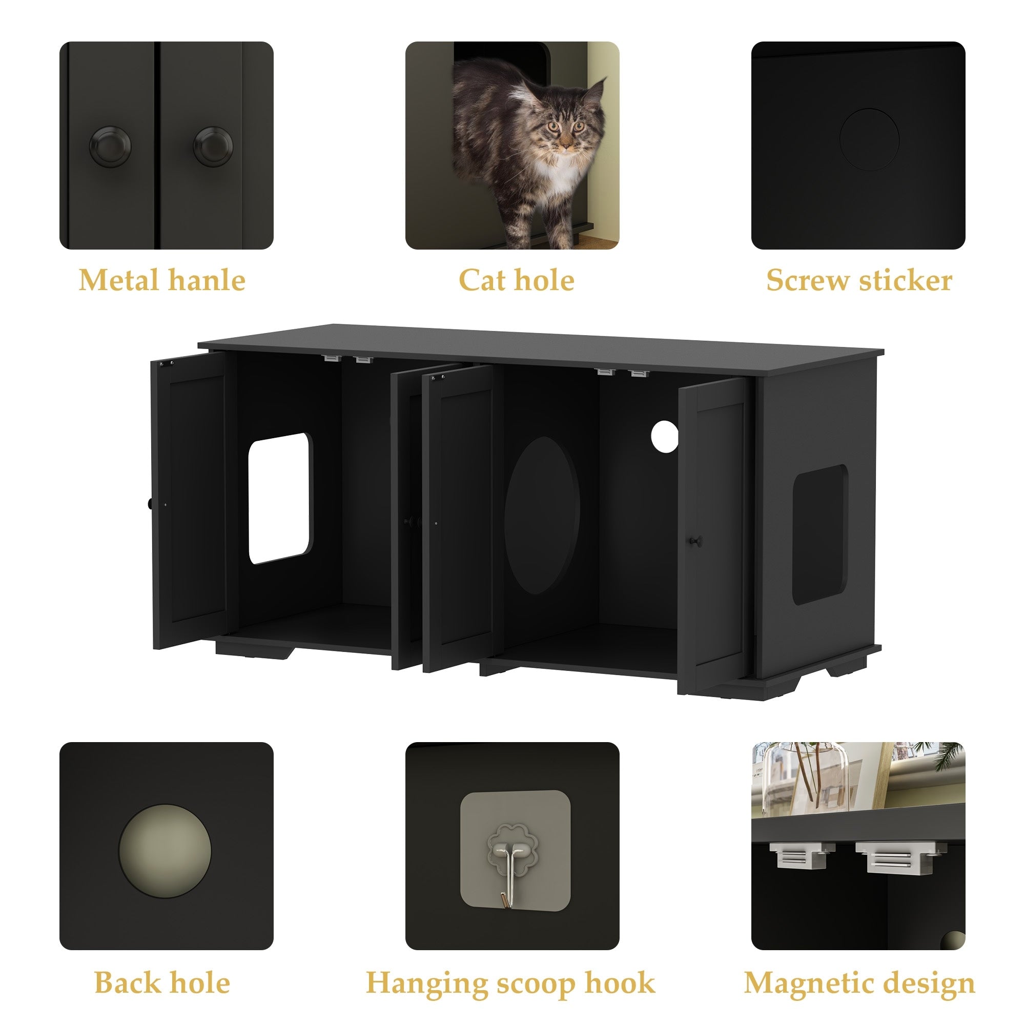 Doppelte Privatsphäre im Haustier-WC, Katzenklo-Versteckmöbel