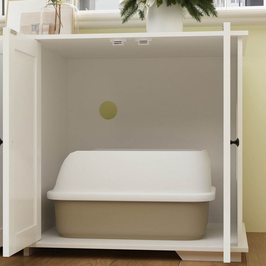 Doppelte Privatsphäre im Haustier-WC, Katzenklo-Versteckmöbel