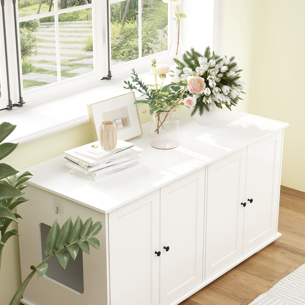 Doppelte Privatsphäre im Haustier-WC, Katzenklo-Versteckmöbel