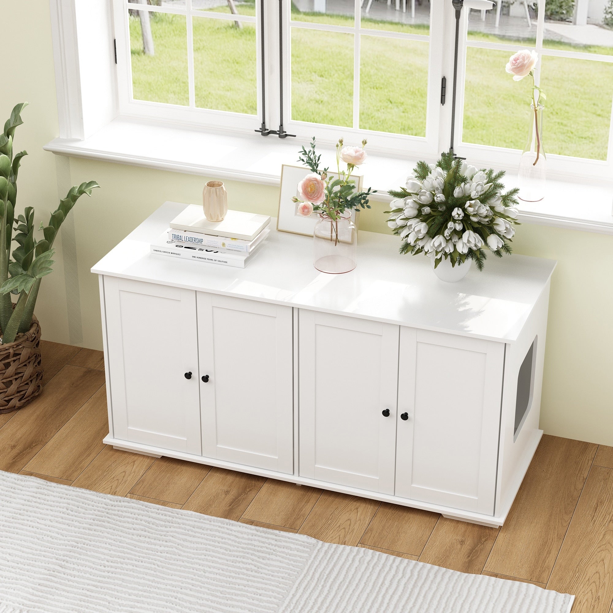 Doppelte Privatsphäre im Haustier-WC, Katzenklo-Versteckmöbel