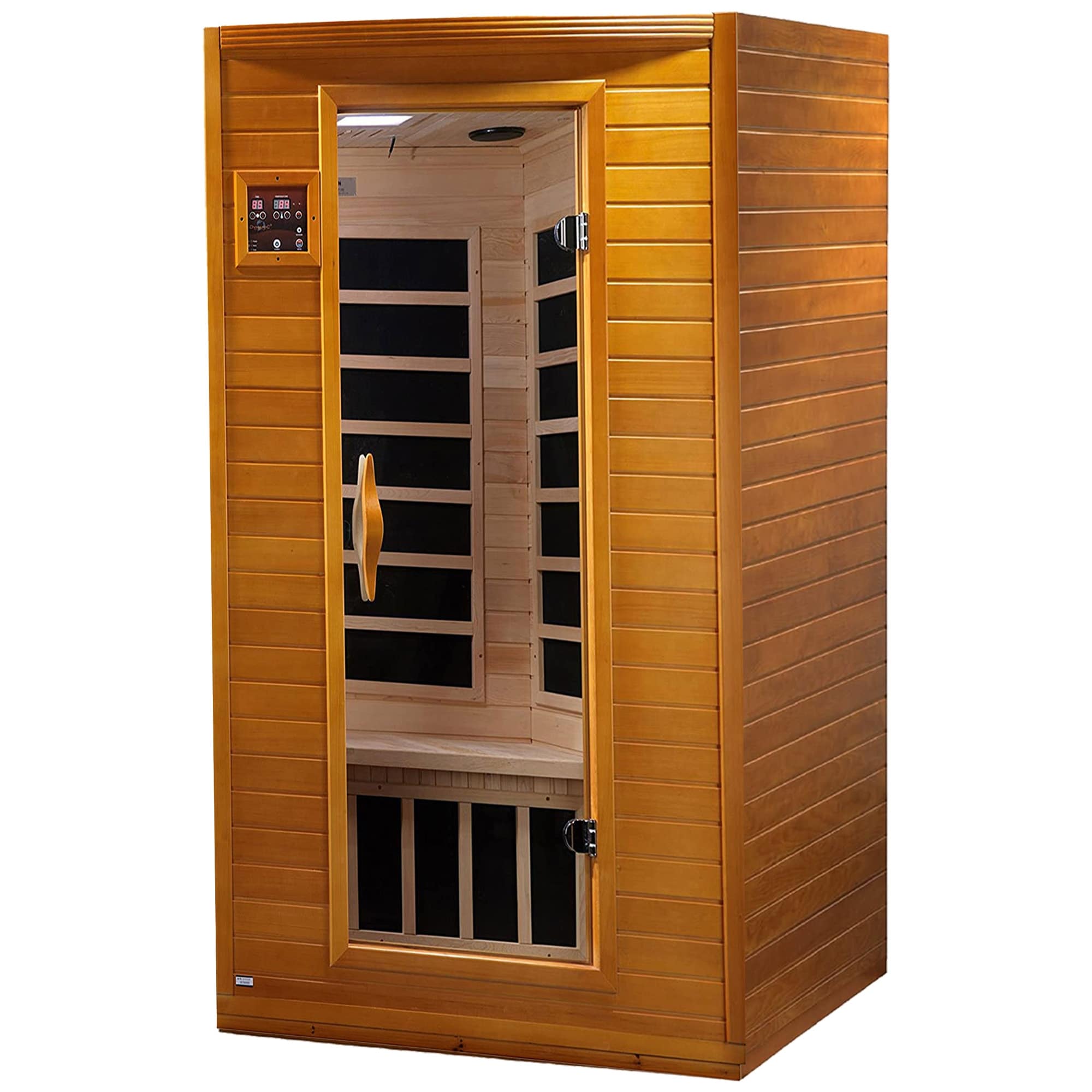 Dynamic Saunas Andora 2-Personen-Infrarotsauna mit niedrigem EMF-Wert, kanadisches Hemlockholz