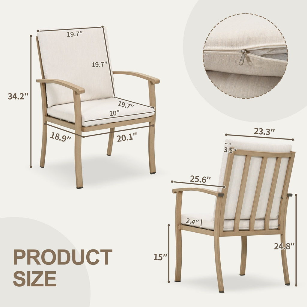 EGEIROS LIFE AluLux 9-teiliges Aluminium-Gartenmöbelset mit 2 drehbaren Esszimmerstühlen, 6 Esszimmerstühlen und waschbaren Kissen