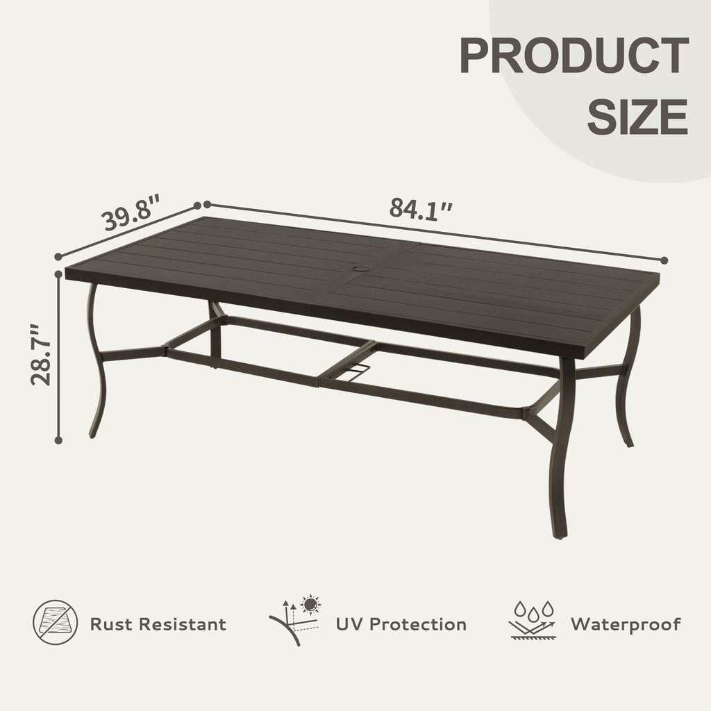 EGEIROS LIFE AluLux 9-teiliges Aluminium-Gartenmöbelset mit 2 drehbaren Esszimmerstühlen, 6 Esszimmerstühlen und waschbaren Kissen