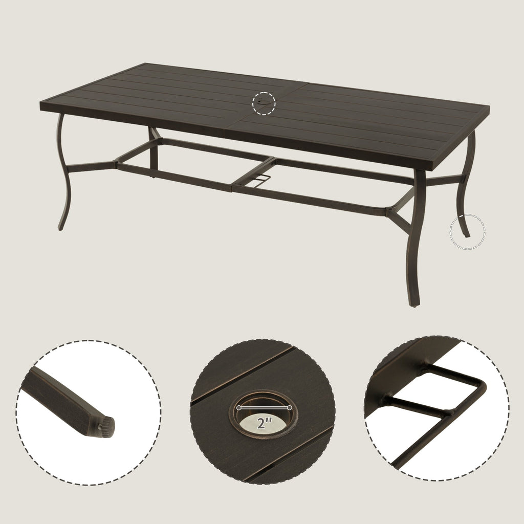 EGEIROS LIFE AluLux 9-teiliges Aluminium-Gartenmöbelset mit 2 drehbaren Esszimmerstühlen, 6 Esszimmerstühlen und waschbaren Kissen