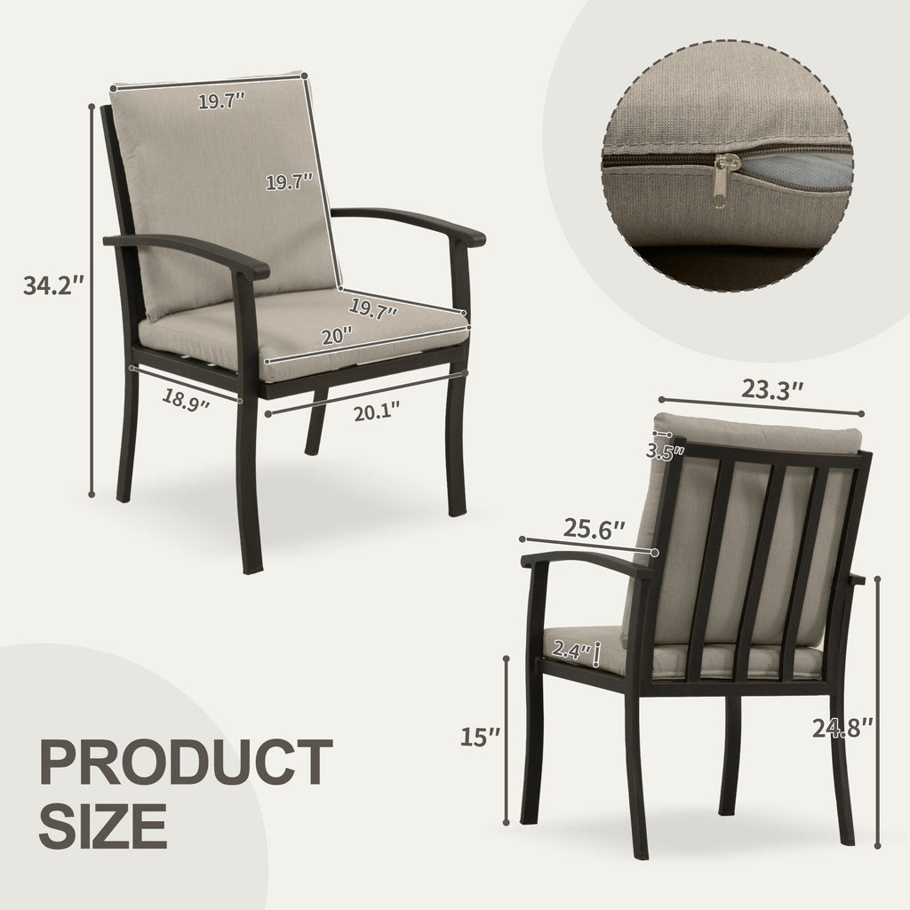 EGEIROS LIFE AluLux 9-teiliges Aluminium-Gartenmöbelset mit 2 drehbaren Esszimmerstühlen, 6 Esszimmerstühlen und waschbaren Kissen