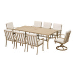 EGEIROS LIFE AluLux 9-teiliges Aluminium-Gartenmöbelset mit 2 drehbaren Esszimmerstühlen, 6 Esszimmerstühlen und waschbaren Kissen