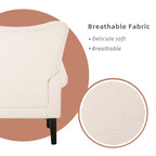 Erommy Moderner Akzentstuhl, Hochlehner-Sessel, gepolstertes Stoffsofa mit Knöpfen und Holzbeinen für das Wohnzimmer