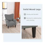 Erommy Moderner Akzentstuhl, Hochlehner-Sessel, gepolstertes Stoffsofa mit Knöpfen und Holzbeinen für das Wohnzimmer