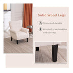 Erommy Moderner Akzentstuhl, Hochlehner-Sessel, gepolstertes Stoffsofa mit Knöpfen und Holzbeinen für das Wohnzimmer