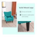 Erommy Moderner Akzentstuhl, Hochlehner-Sessel, gepolstertes Stoffsofa mit Knöpfen und Holzbeinen für das Wohnzimmer