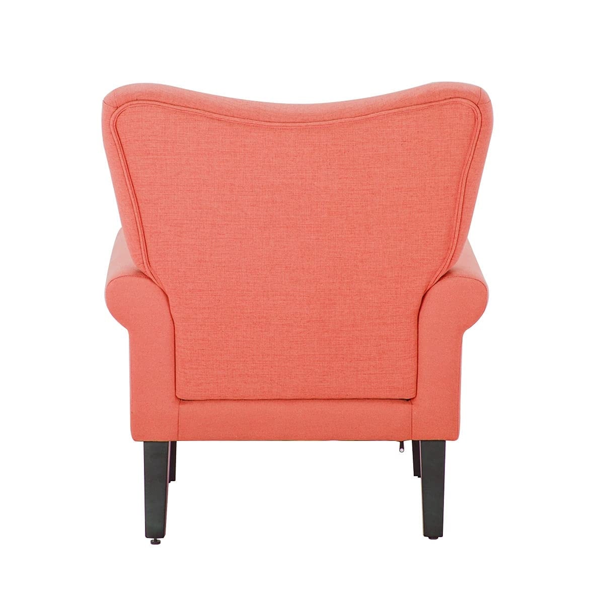 Erommy Moderner Akzentstuhl, Hochlehner-Sessel, gepolstertes Stoffsofa mit Knöpfen und Holzbeinen für das Wohnzimmer