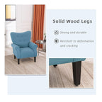 Erommy Moderner Akzentstuhl, Hochlehner-Sessel, gepolstertes Stoffsofa mit Knöpfen und Holzbeinen für das Wohnzimmer