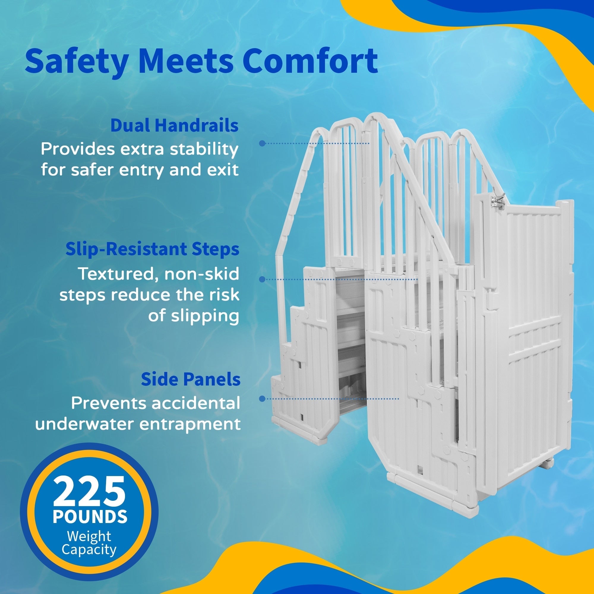 Einfaches Pool-Einstiegssystem mit Tür – 82,5 cm B x 209,9 cm T x 205,9 cm H