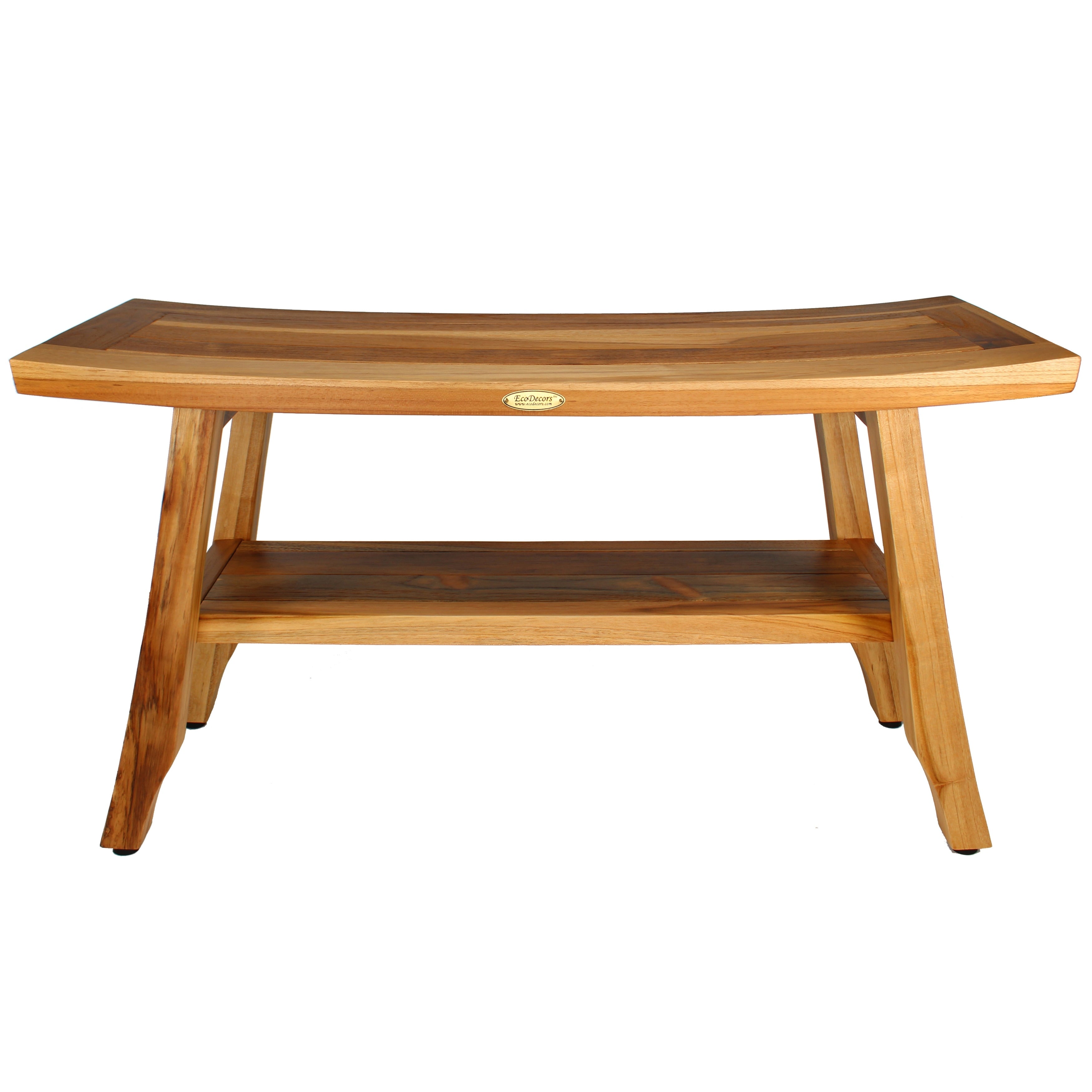 EcoDecors Satori 86 cm (34 Zoll) Duschbank aus Teakholz, Holzbank, Badezimmerbank, Duschsitz für Erwachsene, Duschhocker aus Teakholz