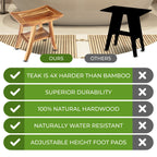 EcoDecors, Bank, Duschhocker, Duschsitz, Duschstuhl für die Dusche, kleine Bank, Teak-Duschbank, Duschfußstütze