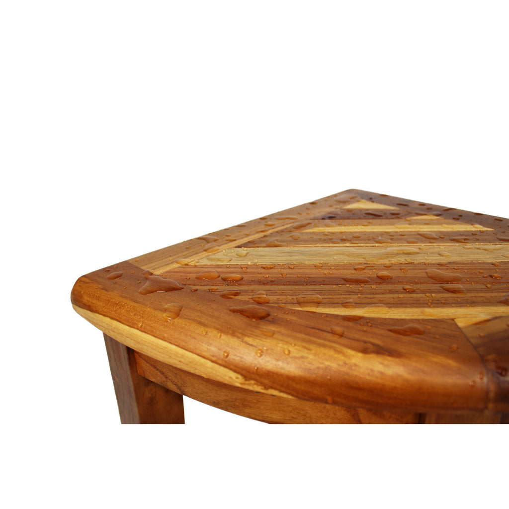 EcoDecors, Snazzy Corner, Teak-Duschbank, Teak-Duschhocker, Eckduschhocker, Teak-Eckduschbank mit Ablage