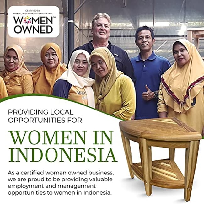 EcoDecors, Snazzy Corner, Teak-Duschbank, Teak-Duschhocker, Eckduschhocker, Teak-Eckduschbank mit Ablage