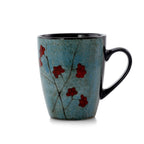 Elama Geschirrset „Floral Accents“, 16-teilig, aus Steingut, blau