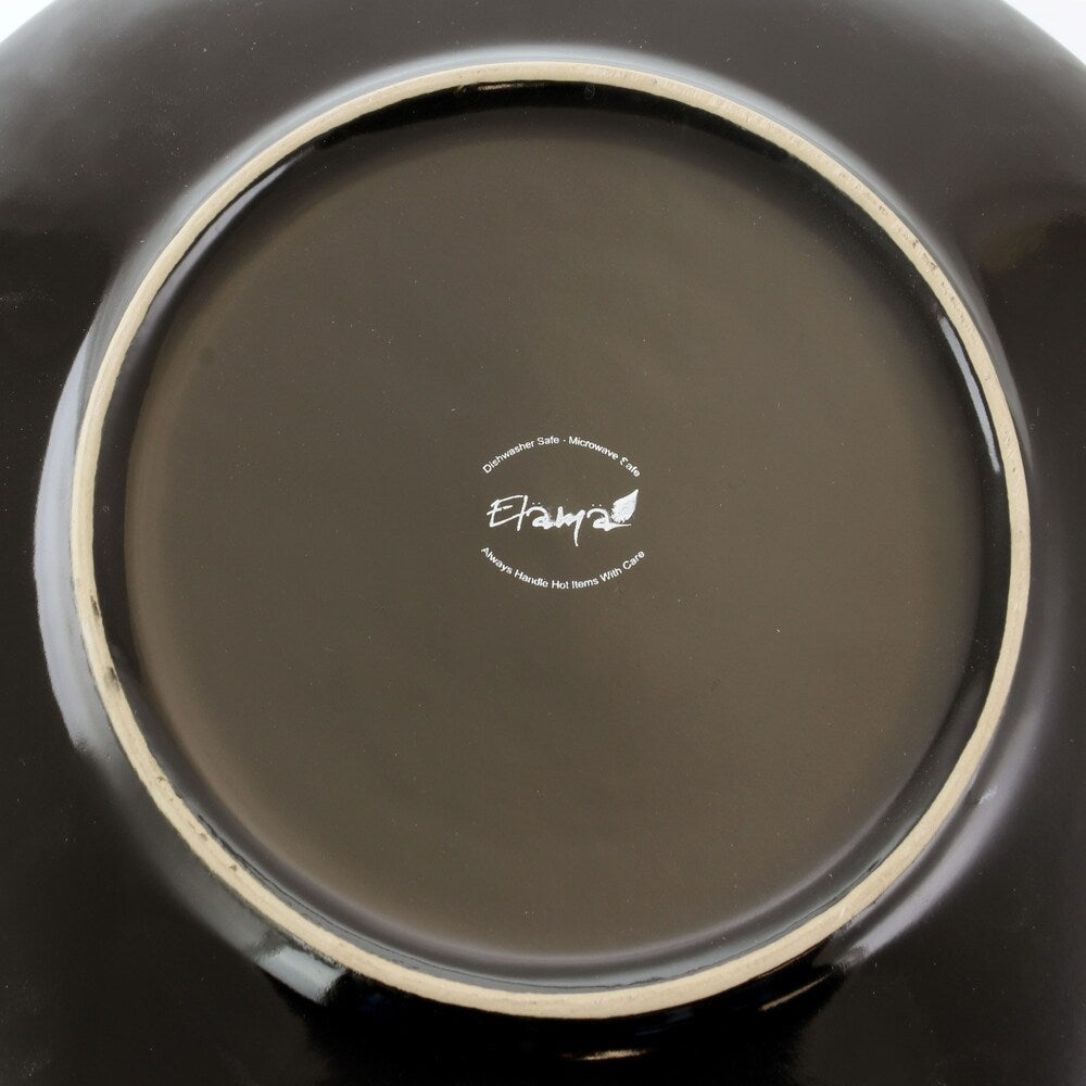 Elama Geschirrset „Floral Accents“, 16-teilig, aus Steingut, blau