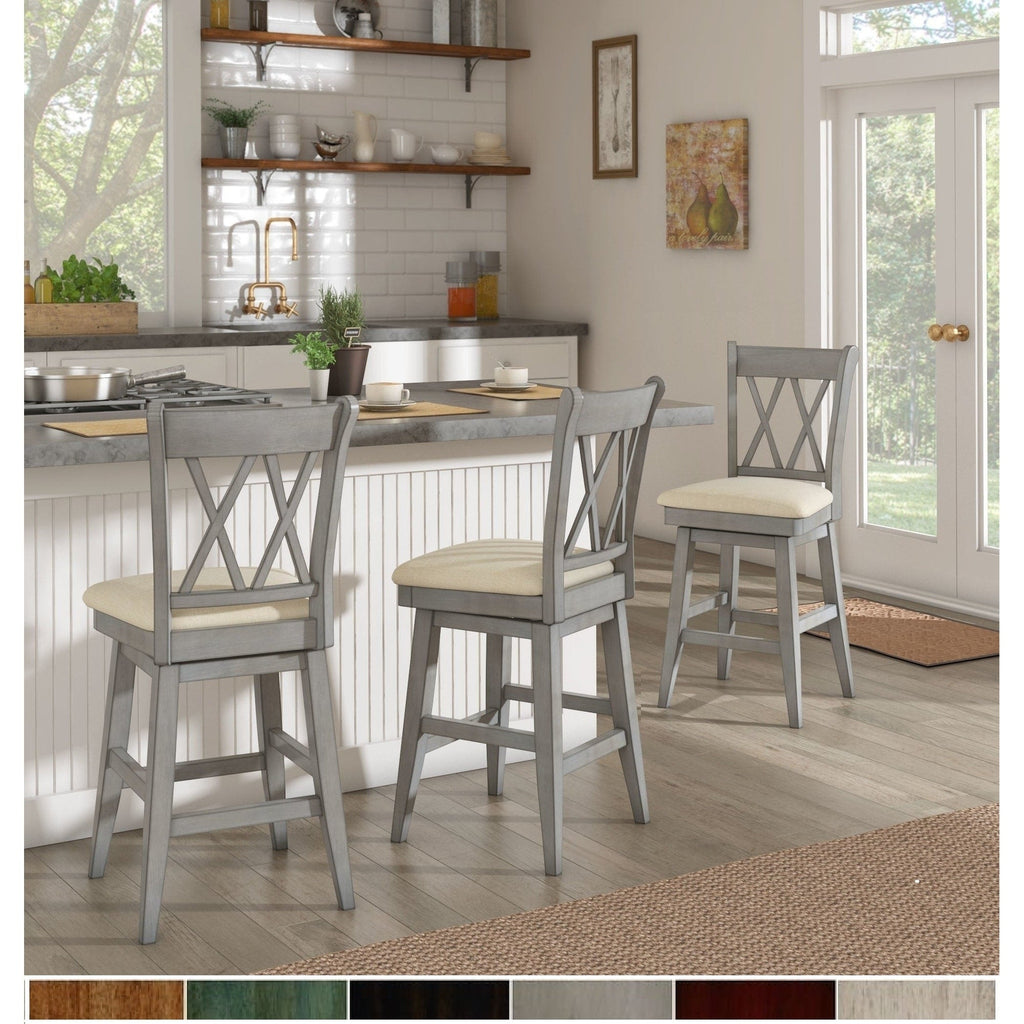 Eleanor Barhocker mit doppelter X-Rückenlehne und Drehfunktion aus Holz von iNSPIRE Q Classic