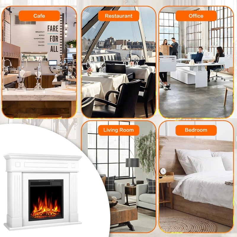 Elektrischer Kamin mit Holzverkleidung, Feuerraum, Fernbedienung