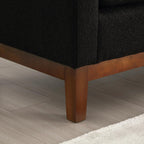 Elegante, 53,5 cm breite, gepolsterte Ottomane mit Holzbeinen und Nackenstützkissen