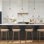 Elisie Pendelleuchte im Mid-Century-Modern-Stil, 1-flammig, Wasserfallform, gehämmertes Glas, Kuppel, Kücheninselbeleuchtung, Esszimmer