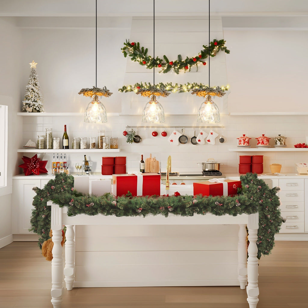 Elisie Pendelleuchte im Mid-Century-Modern-Stil, 1-flammig, Wasserfallform, gehämmertes Glas, Kuppel, Kücheninselbeleuchtung, Esszimmer