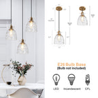 Elisie Pendelleuchte im Mid-Century-Modern-Stil, 1-flammig, Wasserfallform, gehämmertes Glas, Kuppel, Kücheninselbeleuchtung, Esszimmer