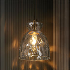 Elisie Pendelleuchte im Mid-Century-Modern-Stil, 1-flammig, Wasserfallform, gehämmertes Glas, Kuppel, Kücheninselbeleuchtung, Esszimmer