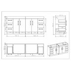 Eliza 72'' freistehender Waschtisch mit Doppelwaschbecken