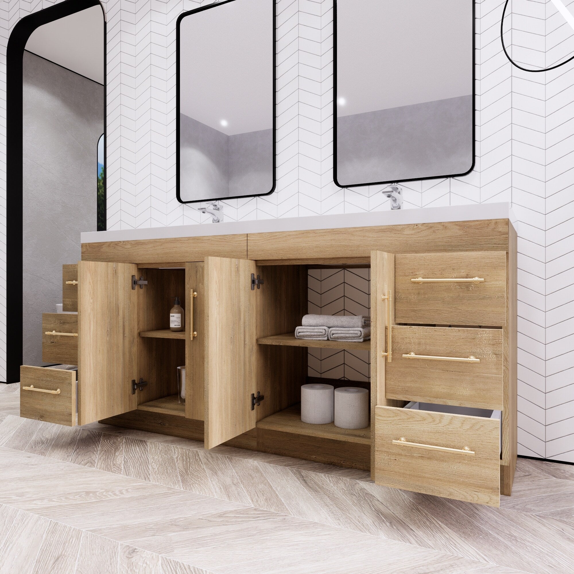 Eliza 72'' freistehender Waschtisch mit Doppelwaschbecken