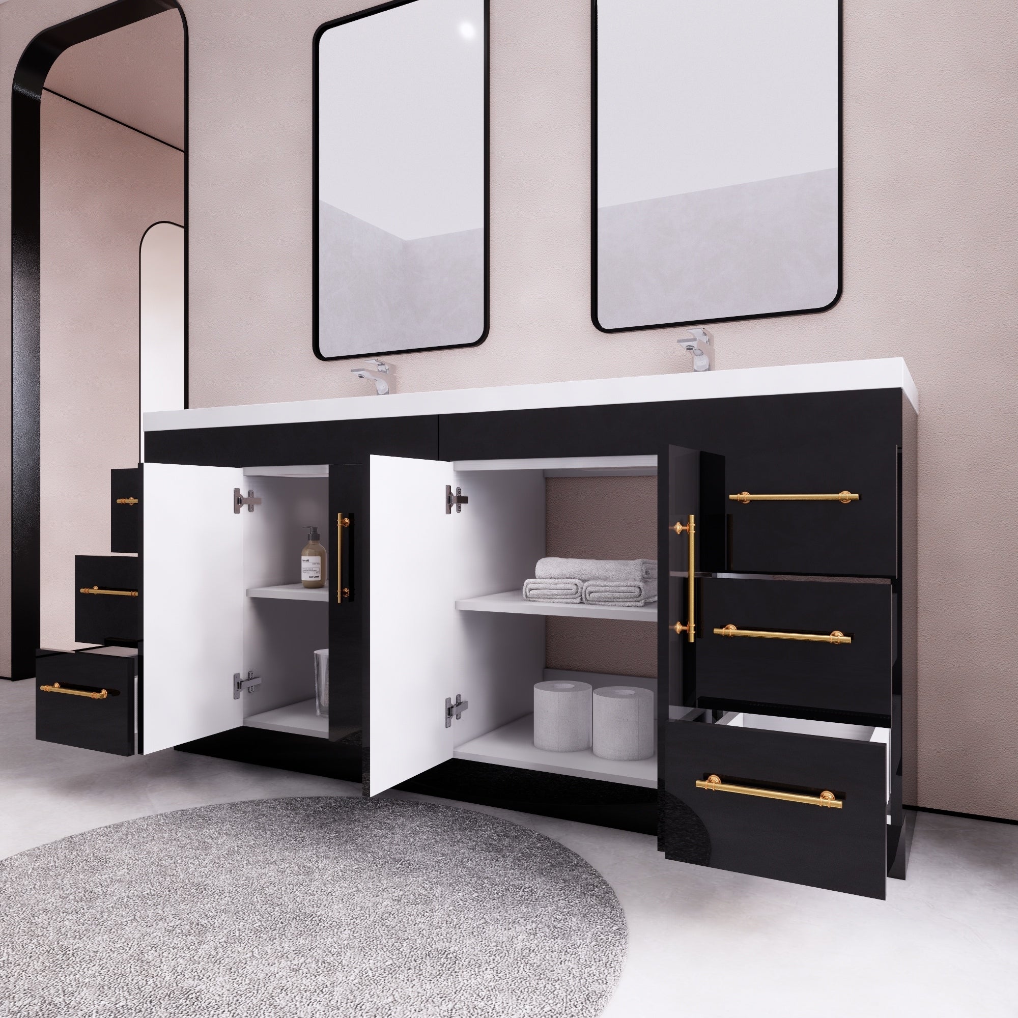 Eliza 72'' freistehender Waschtisch mit Doppelwaschbecken