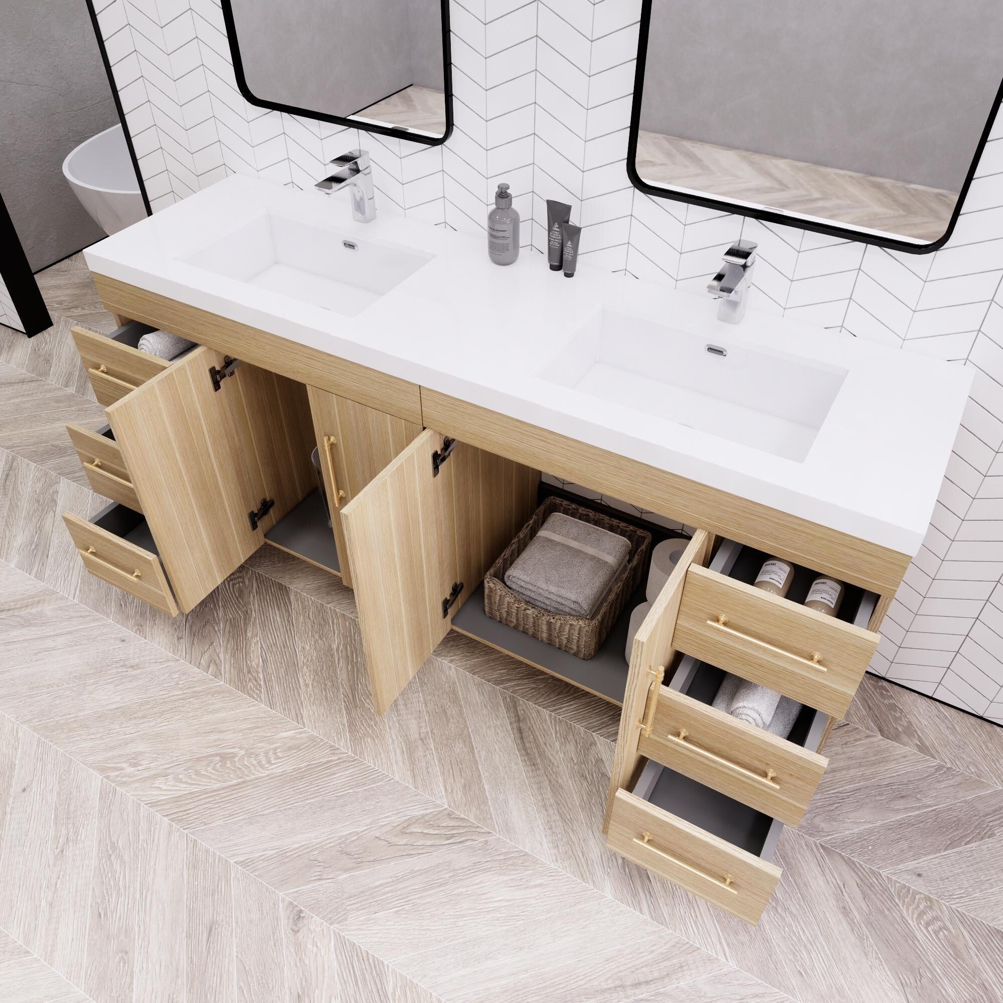 Eliza 72'' freistehender Waschtisch mit Doppelwaschbecken