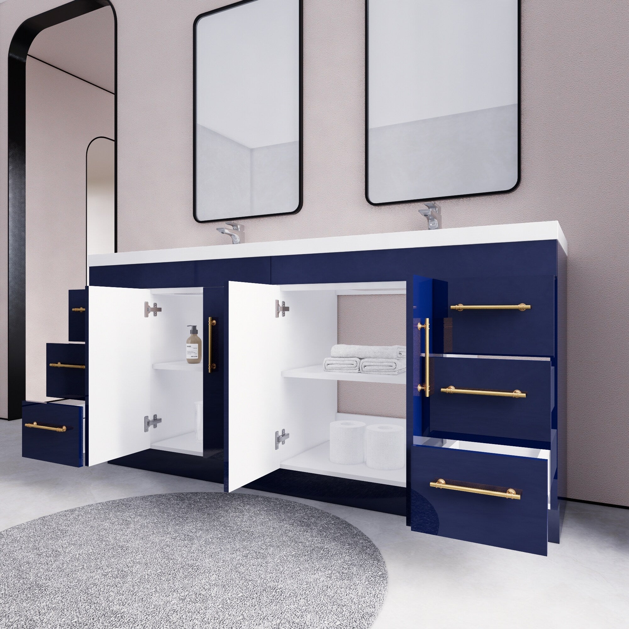 Eliza 72'' freistehender Waschtisch mit Doppelwaschbecken