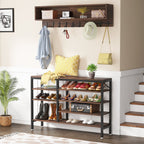 Garderobenständer-Schuhbank-Set für den Eingangsbereich, industrieller Garderobenständer