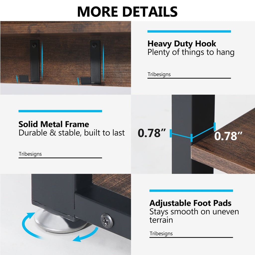 Garderobenständer-Schuhbank-Set für den Eingangsbereich, industrieller Garderobenständer