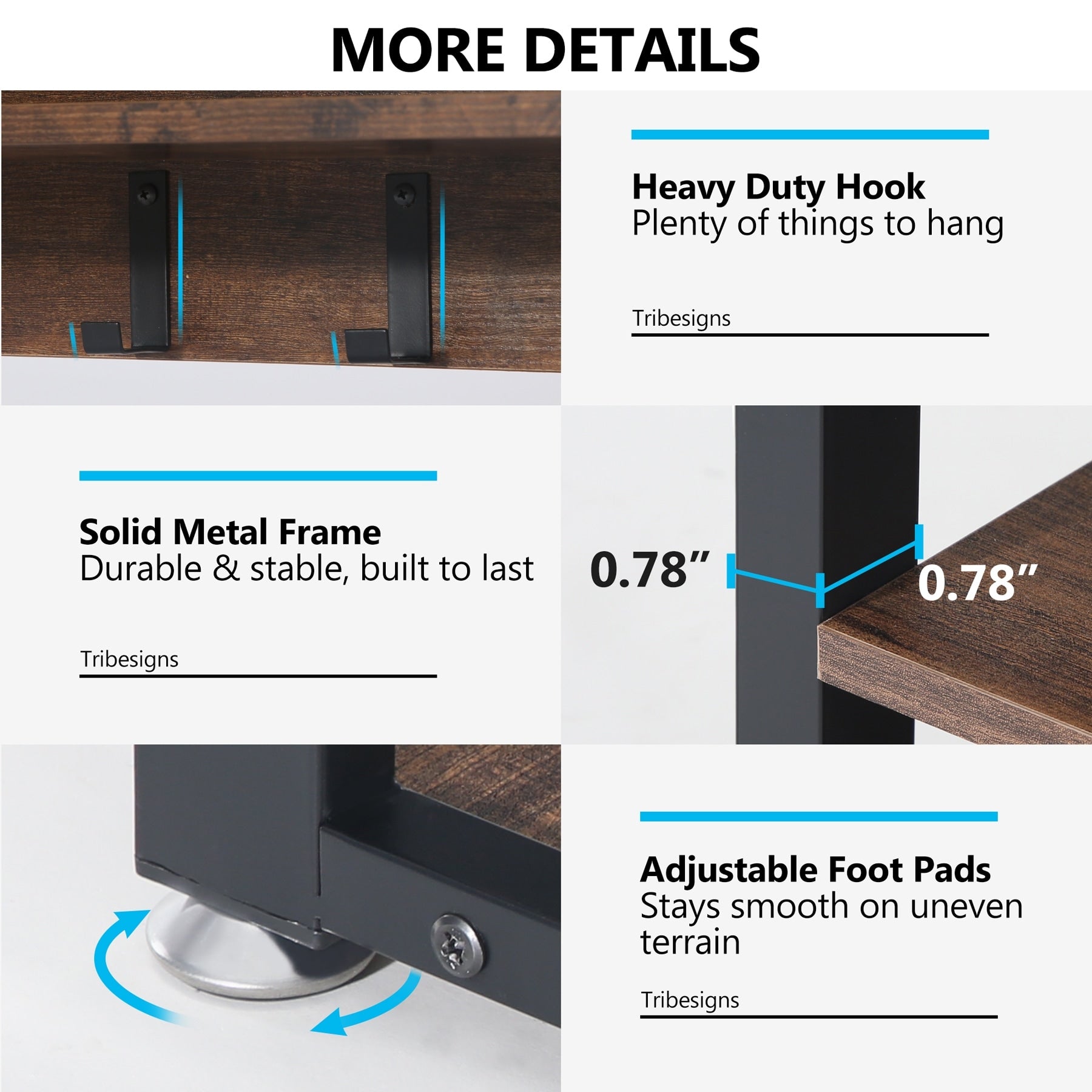 Garderobenständer-Schuhbank-Set für den Eingangsbereich, industrieller Garderobenständer