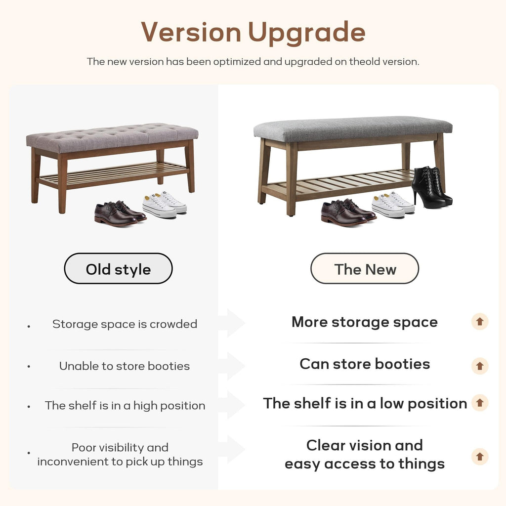 Schuhbank für den Eingangsbereich, Aufbewahrungsbank, gepolsterte Bank
