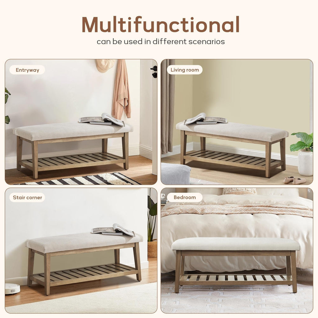 Schuhbank für den Eingangsbereich, Aufbewahrungsbank, gepolsterte Bank