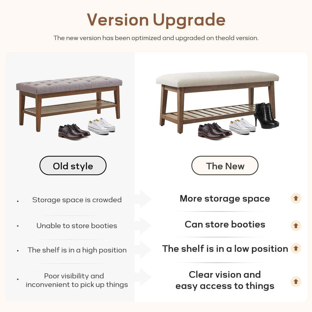 Schuhbank für den Eingangsbereich, Aufbewahrungsbank, gepolsterte Bank
