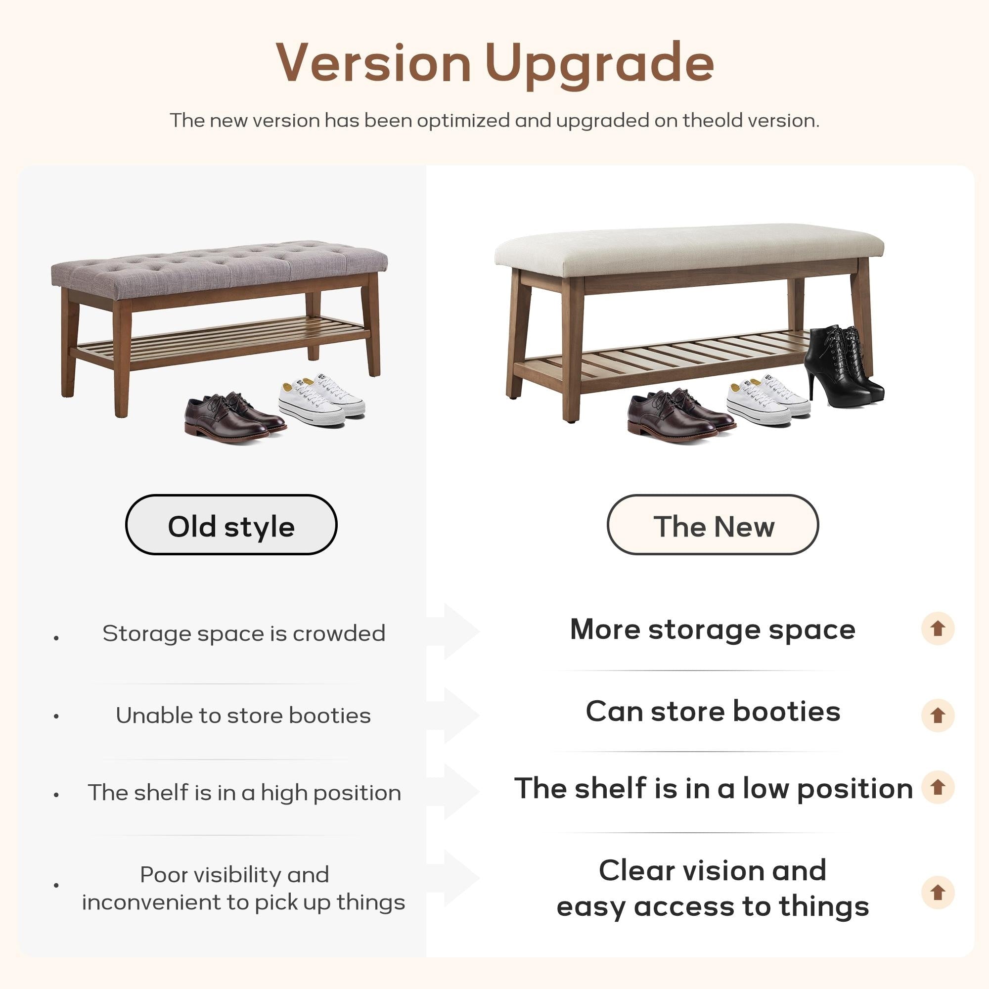 Schuhbank für den Eingangsbereich, Aufbewahrungsbank, gepolsterte Bank