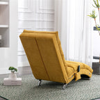 Ergonomischer Massage-Liegestuhl aus Leinen mit verstellbarer Rückenlehne, gesteppter Polsterung, Fernbedienung und 5 Vibrationsmodi