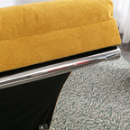 Ergonomischer Massage-Liegestuhl aus Leinen mit verstellbarer Rückenlehne, gesteppter Polsterung, Fernbedienung und 5 Vibrationsmodi