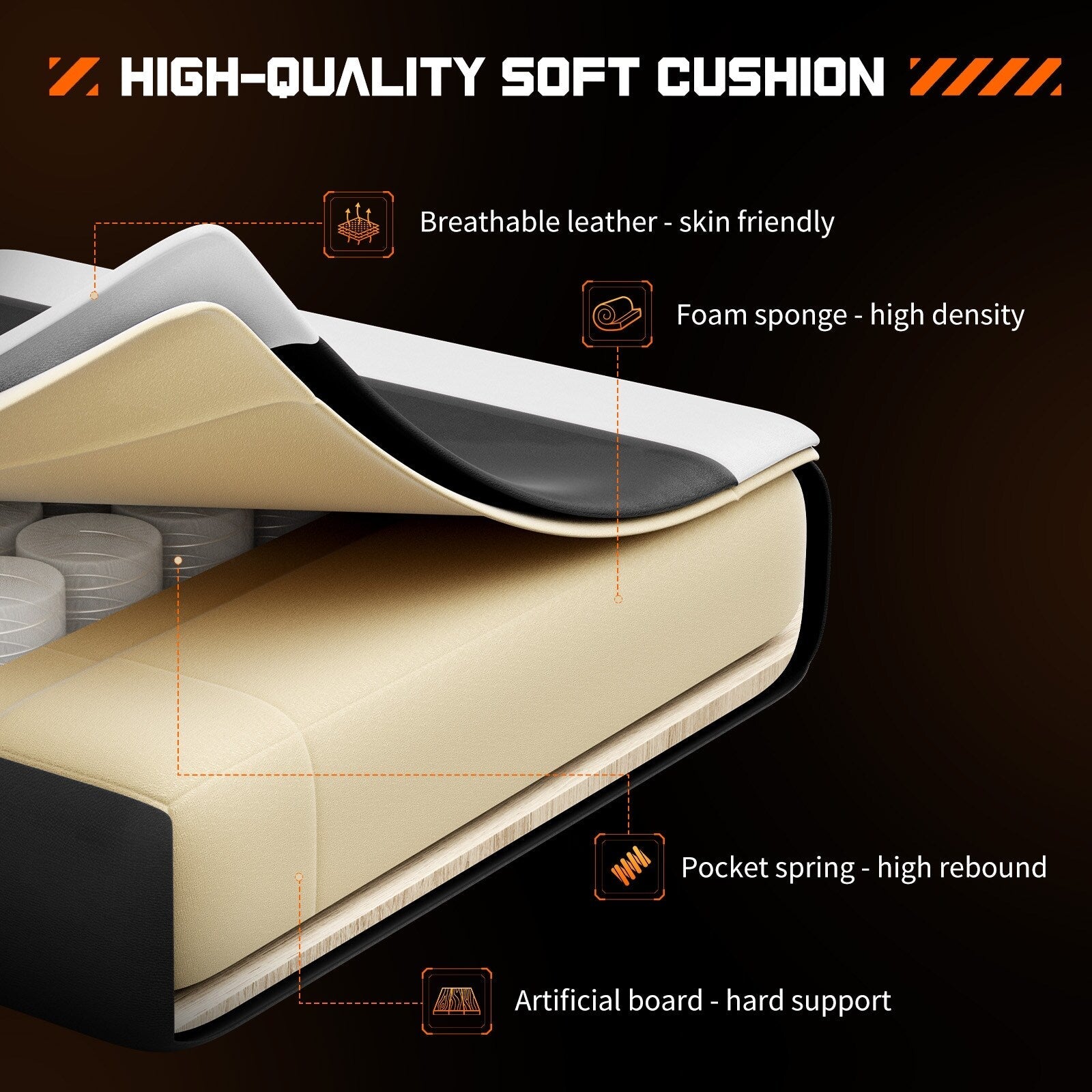 Ergonomischer Gaming-Sessel aus PU-Leder mit 360°-Drehfunktion, Fußstütze, Kopfstütze, Lendenwirbelstütze und verstellbarer Höhe