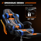 Ergonomischer Gaming-Sessel aus PU-Leder mit 360°-Drehfunktion, Fußstütze, Kopfstütze, Lendenwirbelstütze und verstellbarer Höhe