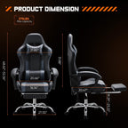 Ergonomischer Gaming-Sessel aus PU-Leder mit 360°-Drehfunktion, Fußstütze, Kopfstütze, Lendenwirbelstütze und verstellbarer Höhe